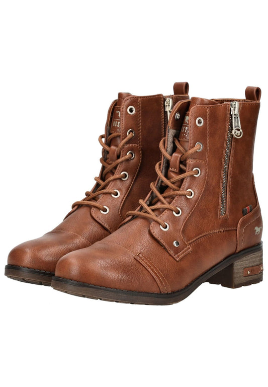 Mustang Stiefelette Lederimitat Cognac Warmfutter