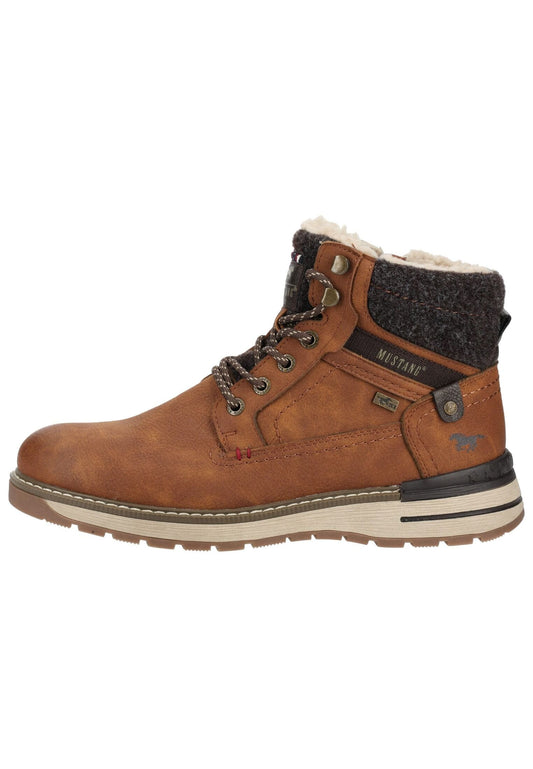 Mustang Stiefelette Lederimitat Cognac Warmfutter