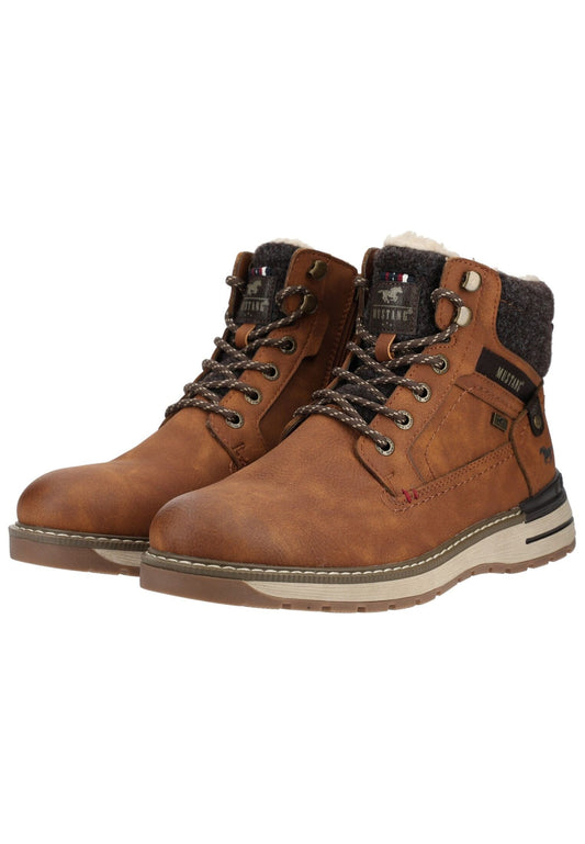 Mustang Stiefelette Lederimitat Cognac Warmfutter