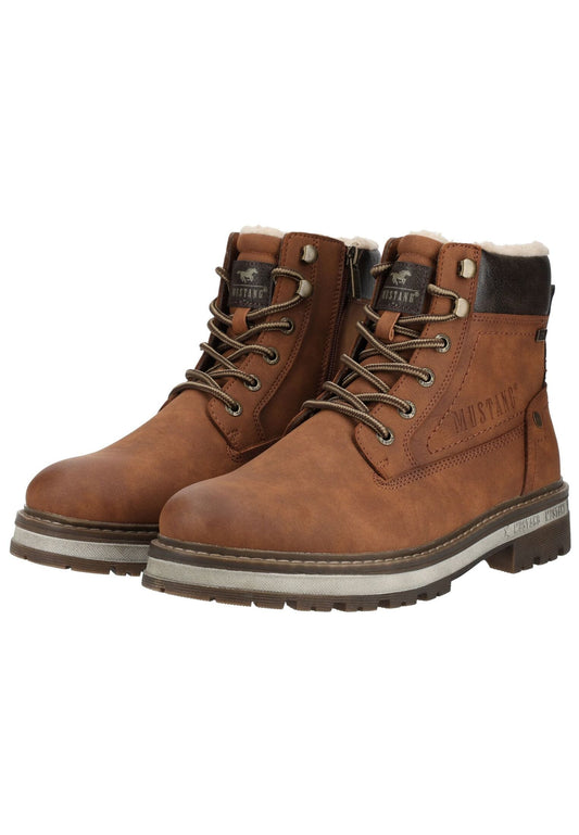 Mustang Stiefelette Lederimitat Cognac Warmfutter