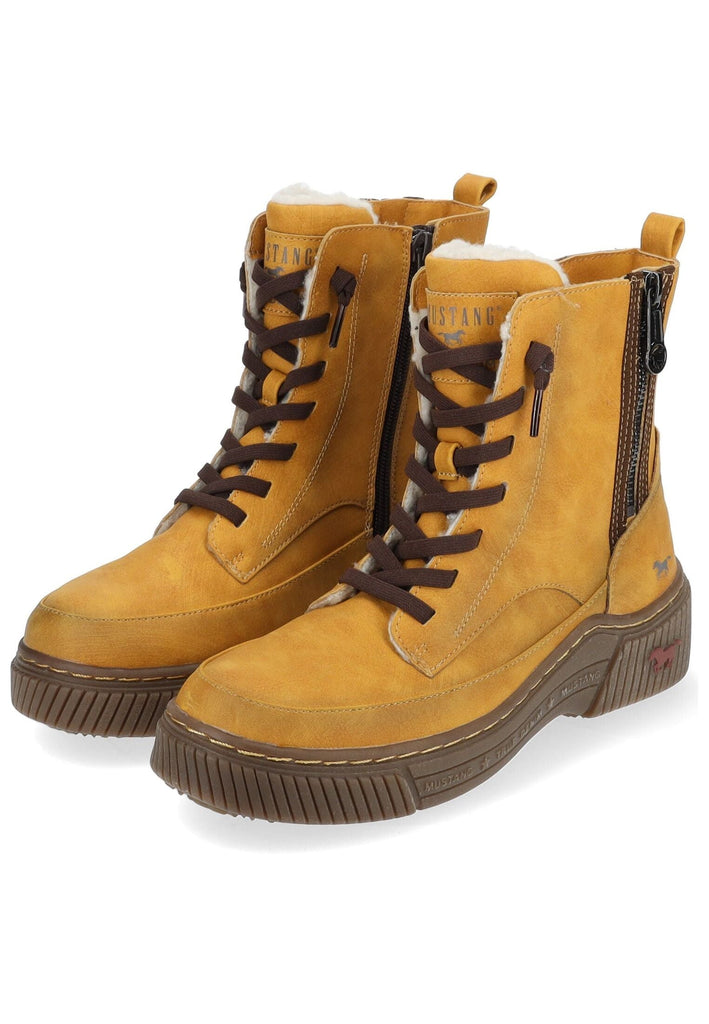 Mustang Stiefelette Lederimitat Gelb Warmfutter