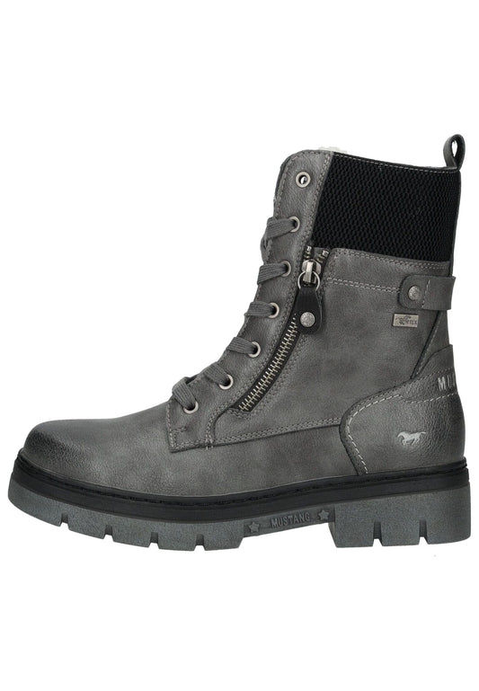 Mustang Stiefelette Lederimitat Grau Warmfutter