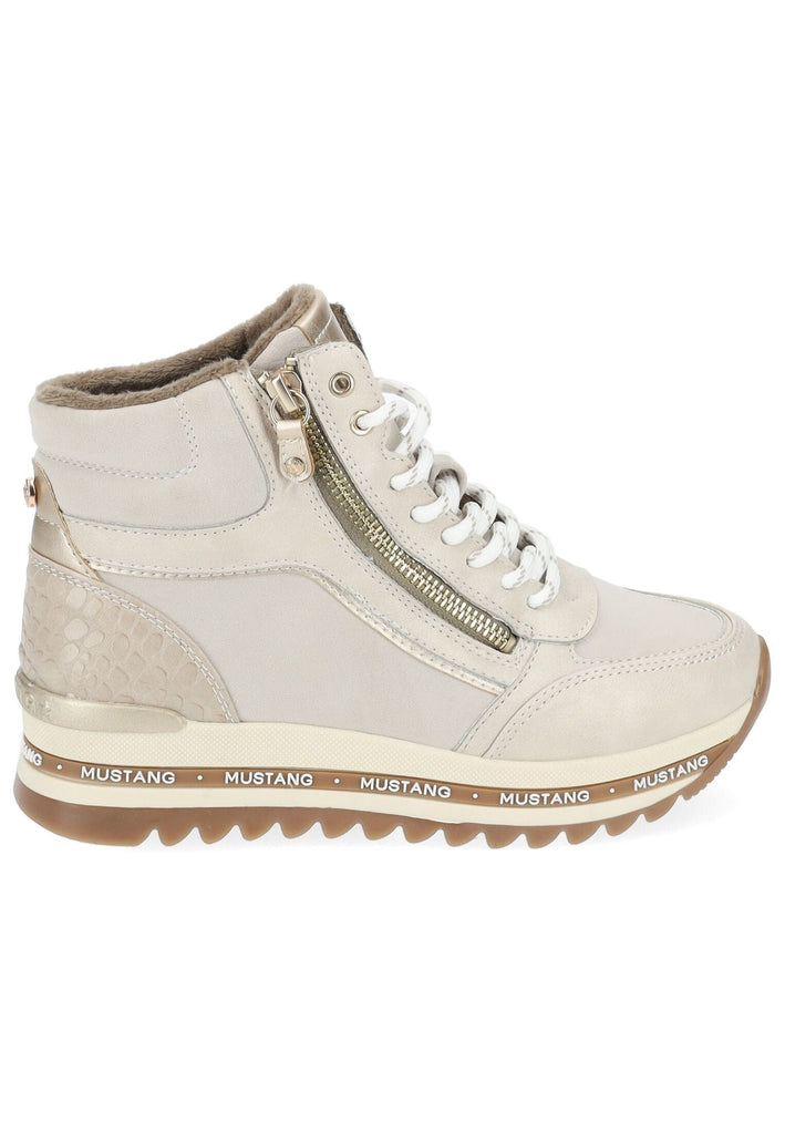 Mustang Stiefelette Lederimitat Ivory Warmfutter