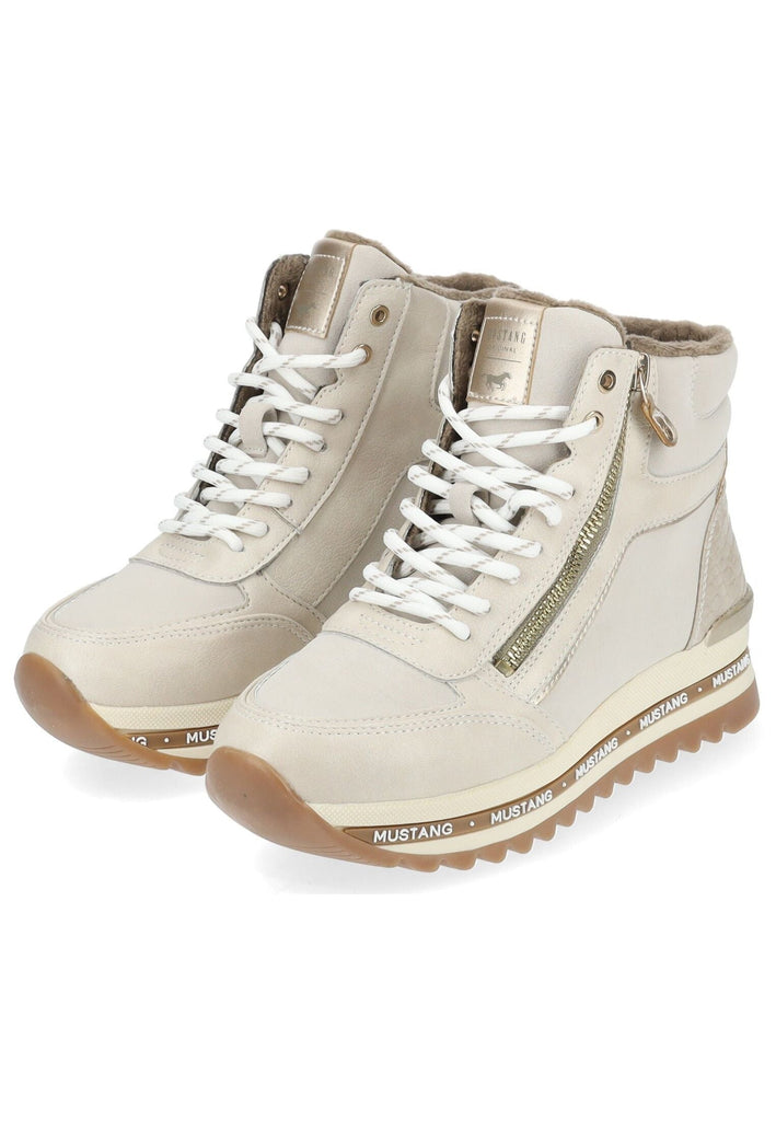 Mustang Stiefelette Lederimitat Ivory Warmfutter