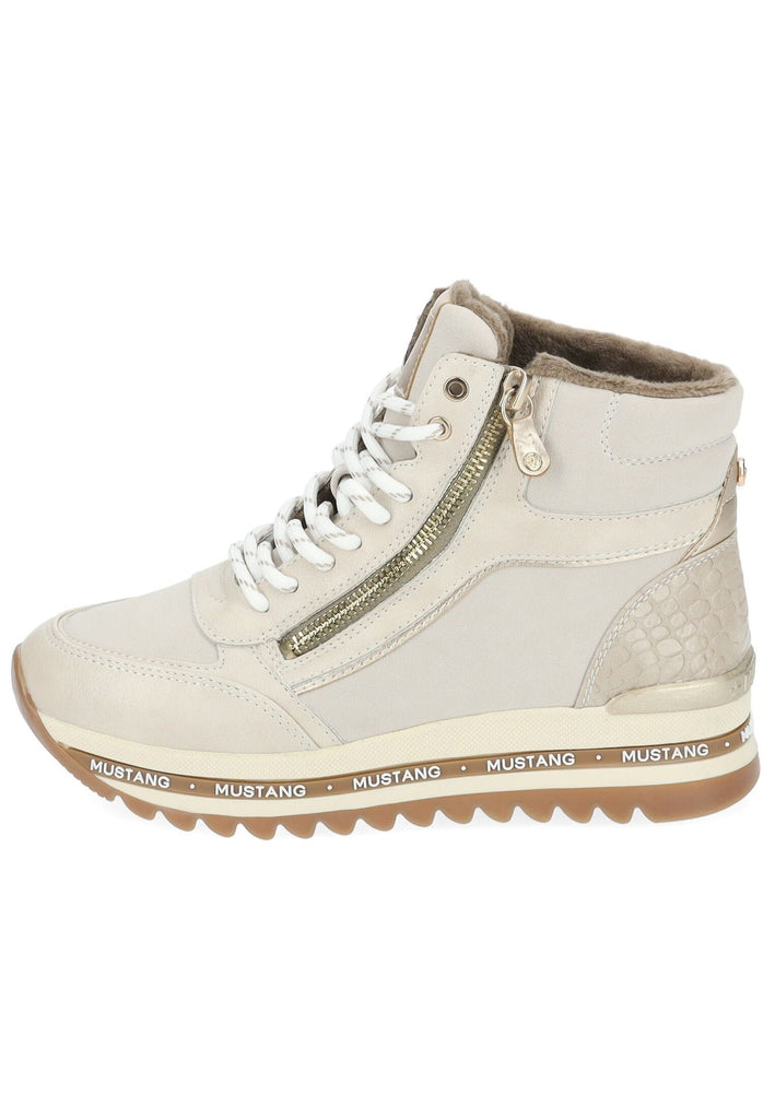 Mustang Stiefelette Lederimitat Ivory Warmfutter