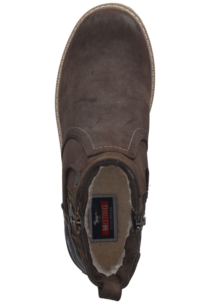 Mustang Stiefelette Lederimitat Kaffee Warmfutter