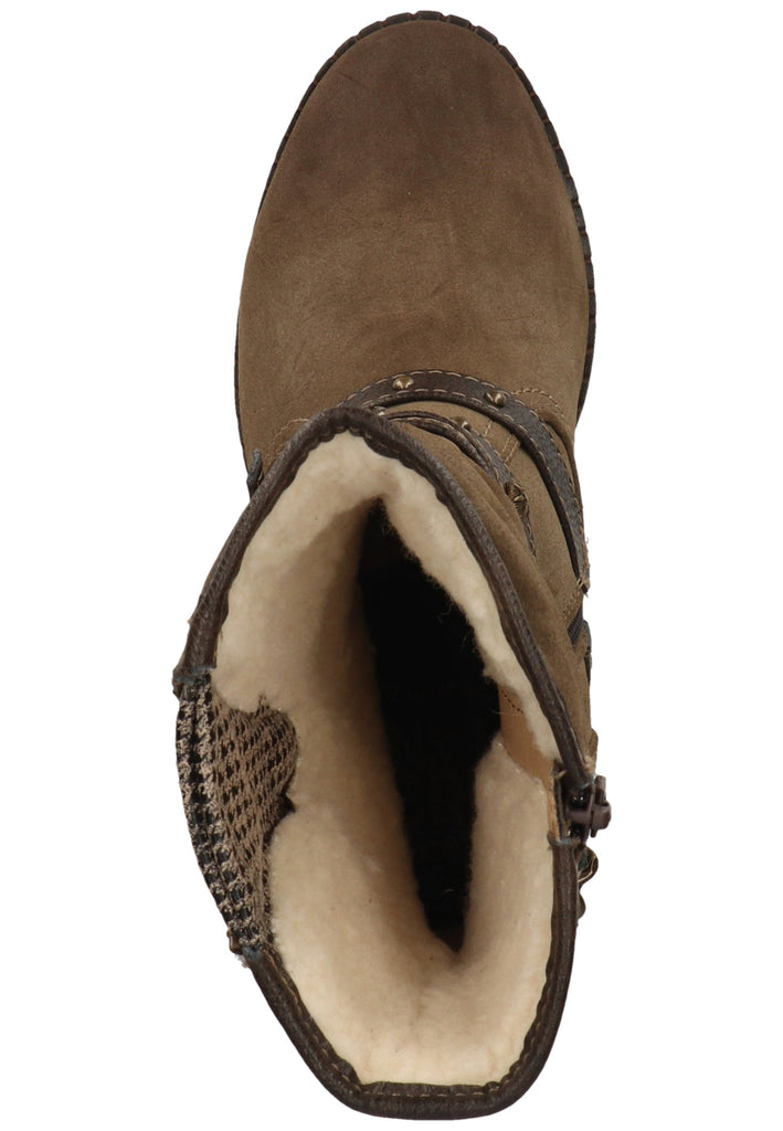 Mustang Stiefelette Lederimitat Kaffee Warmfutter