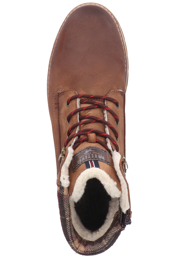 Mustang Stiefelette Lederimitat Mittelbraun Warmfutter