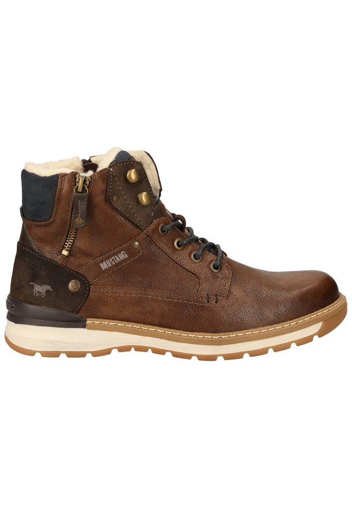 Mustang Stiefelette Lederimitat Mittelbraun Warmfutter