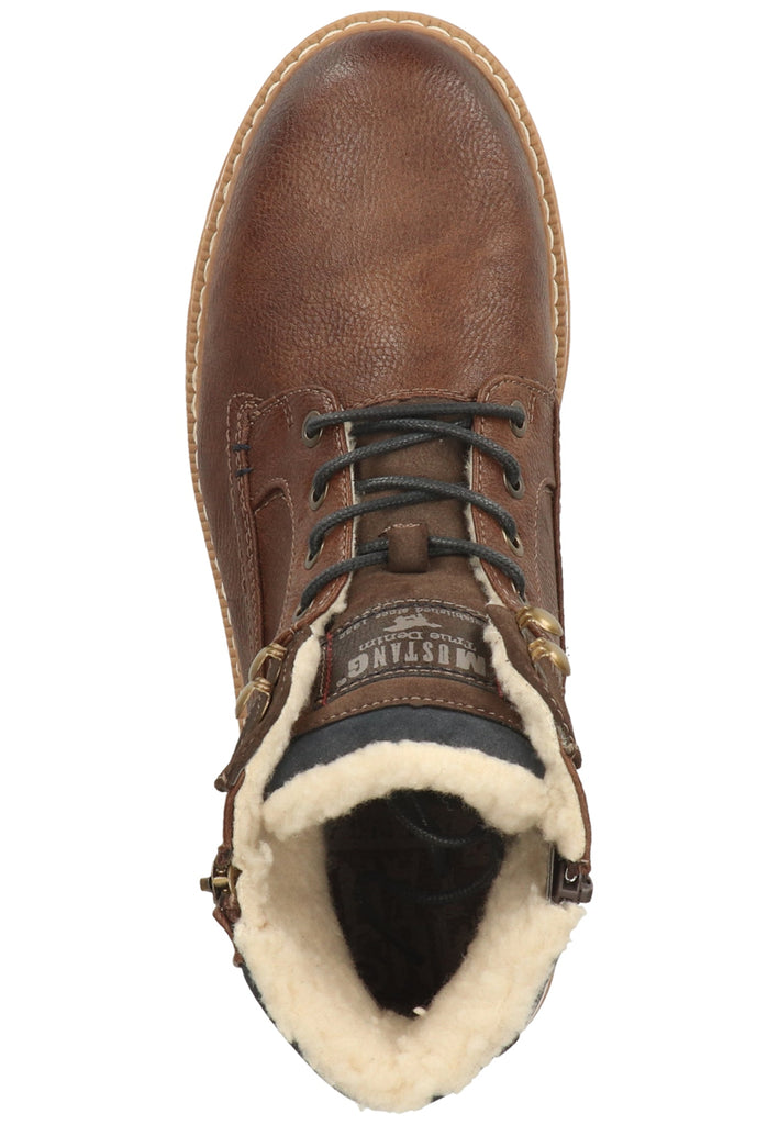 Mustang Stiefelette Lederimitat Mittelbraun Warmfutter