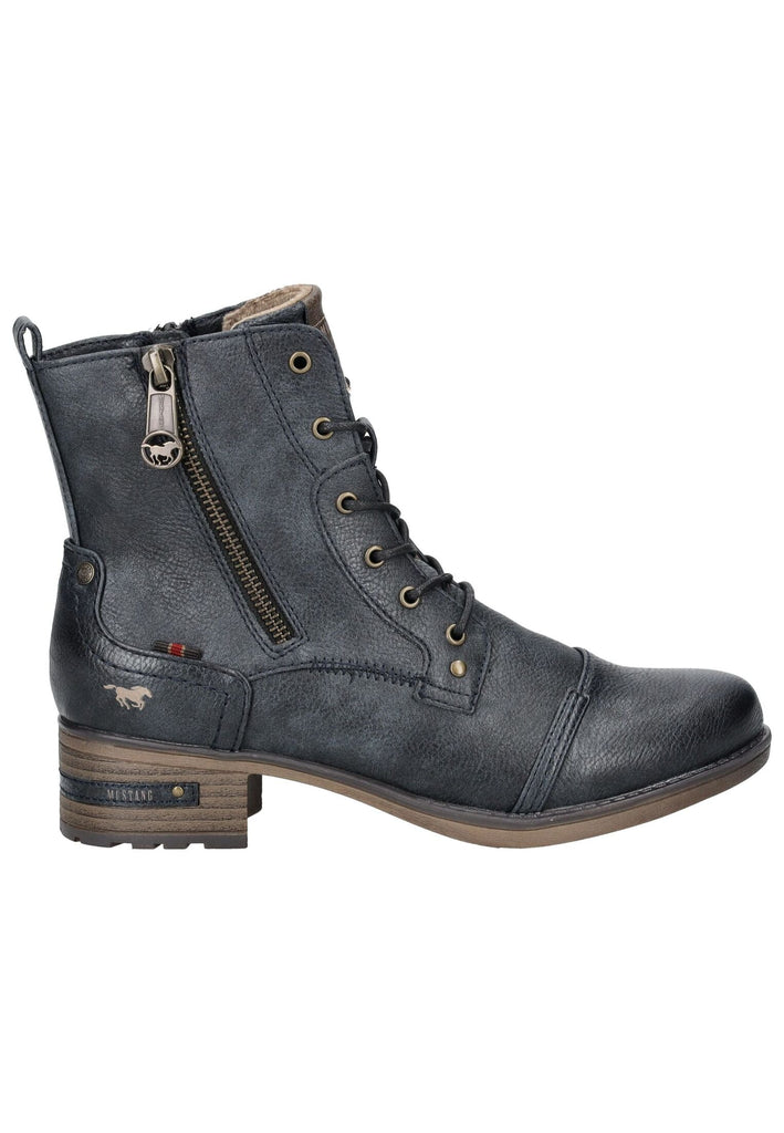 Mustang Stiefelette Lederimitat Navy Warmfutter