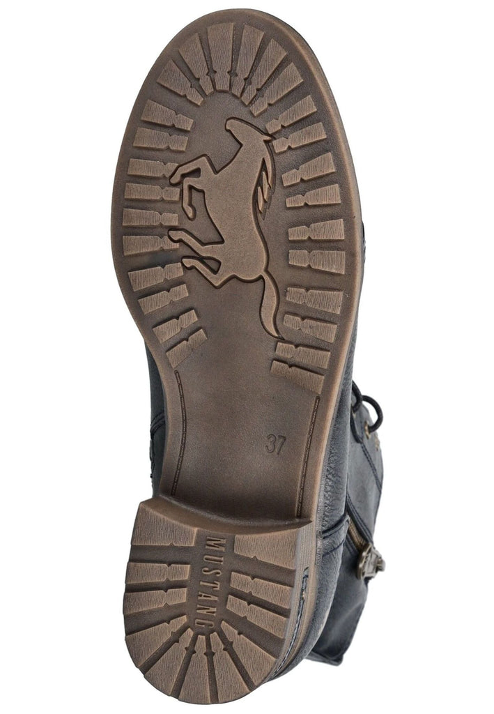 Mustang Stiefelette Lederimitat Navy Warmfutter