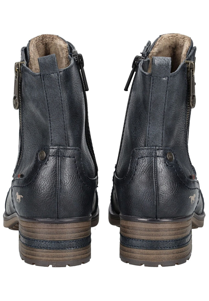 Mustang Stiefelette Lederimitat Navy Warmfutter