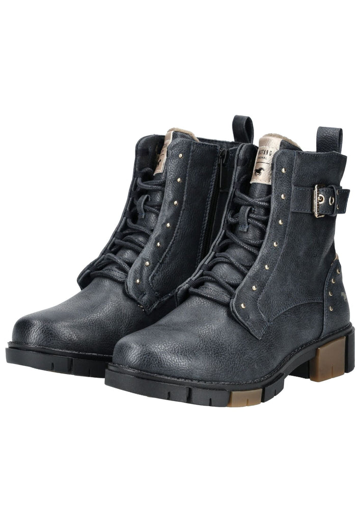 Mustang Stiefelette Lederimitat Navy Warmfutter