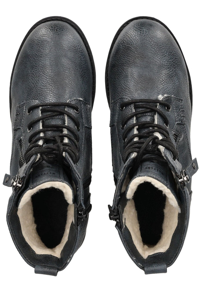 Mustang Stiefelette Lederimitat Navy Warmfutter
