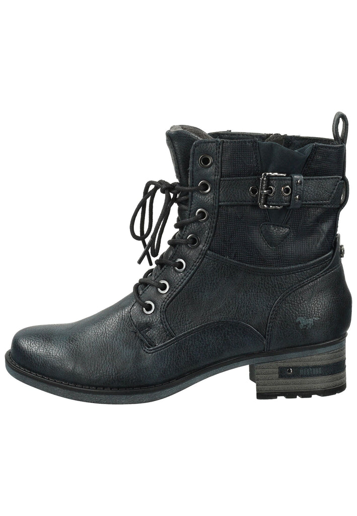 Mustang Stiefelette Lederimitat Navy Warmfutter