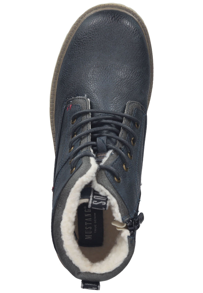 Mustang Stiefelette Lederimitat Navy Warmfutter