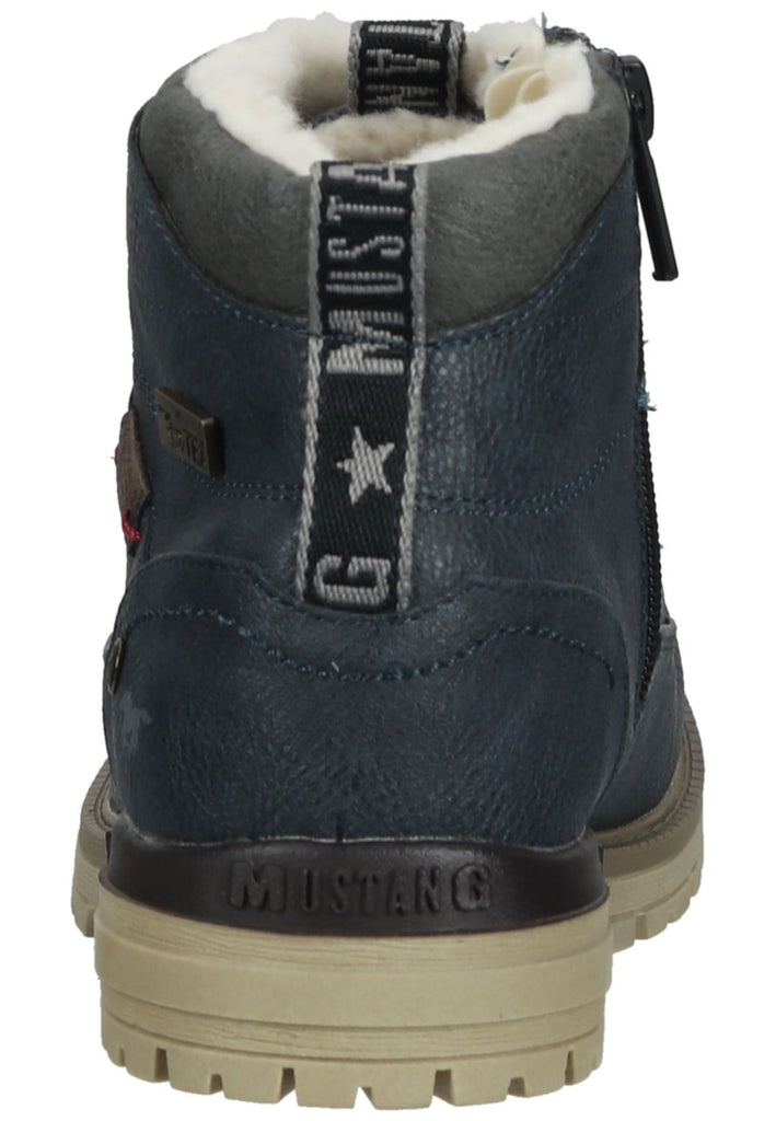 Mustang Stiefelette Lederimitat Navy Warmfutter