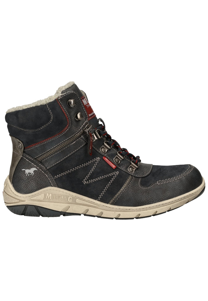 Mustang Stiefelette Lederimitat Navy Warmfutter