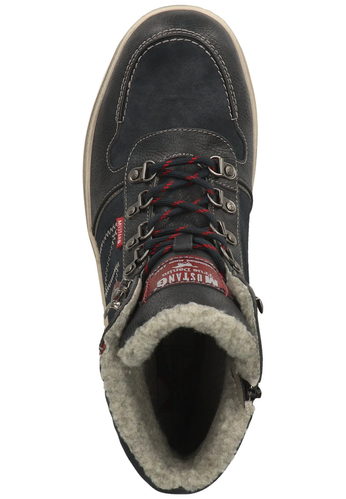 Mustang Stiefelette Lederimitat Navy Warmfutter