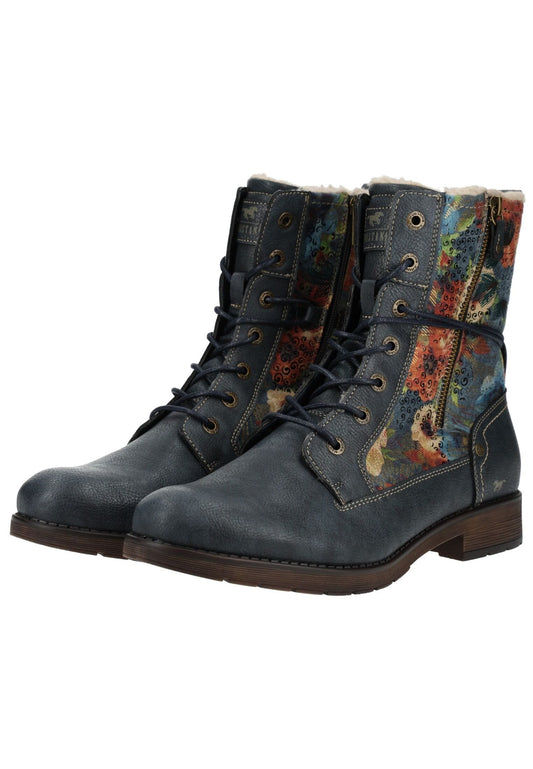 Mustang Stiefelette Lederimitat Navy Warmfutter