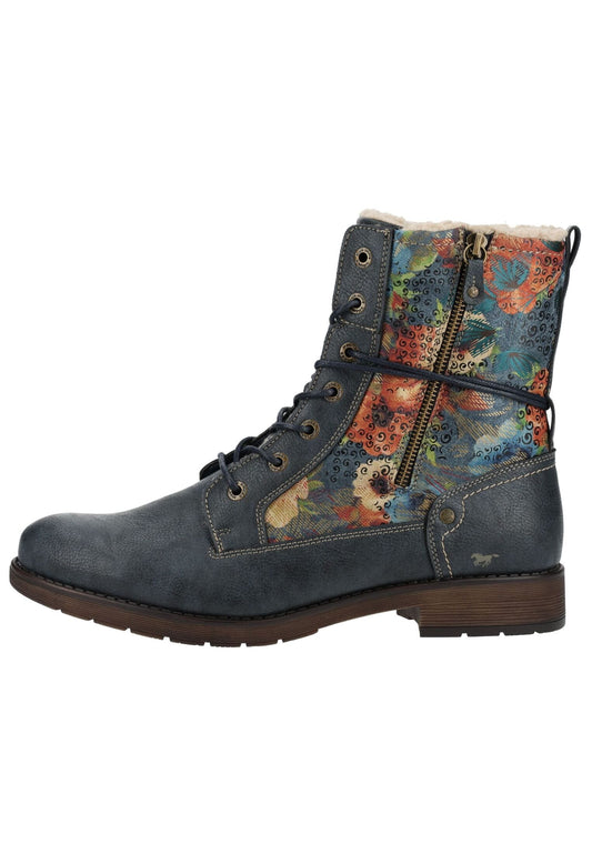 Mustang Stiefelette Lederimitat Navy Warmfutter
