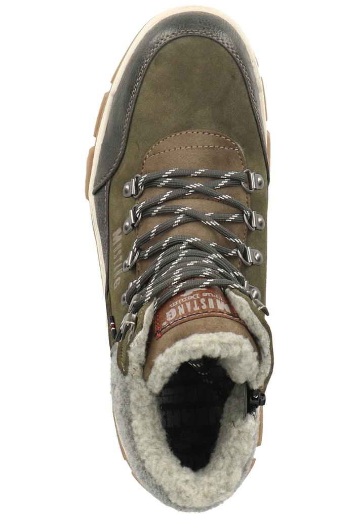 Mustang Stiefelette Lederimitat Oliv Warmfutter