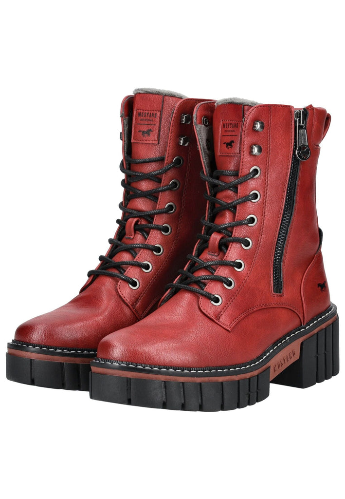 Mustang Stiefelette Lederimitat Rot Warmfutter