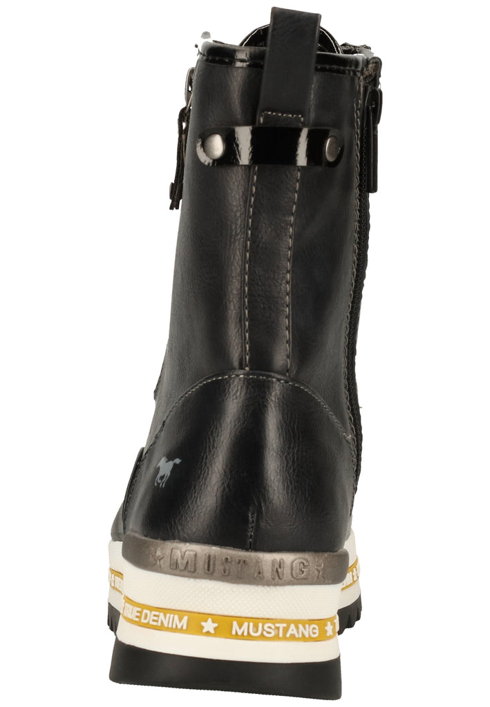Mustang Stiefelette Lederimitat Schwarz/Gelb Warmfutter