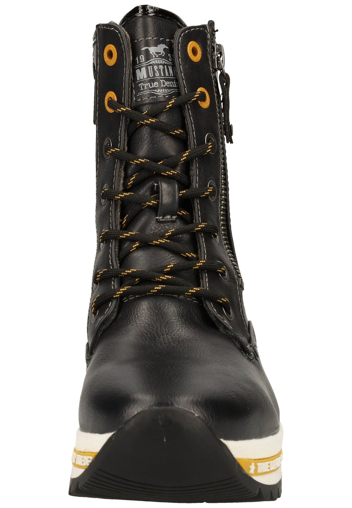 Mustang Stiefelette Lederimitat Schwarz/Gelb Warmfutter