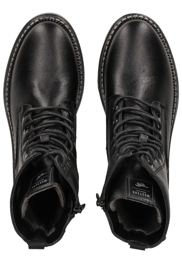 Mustang Stiefelette Lederimitat Schwarz Warmfutter