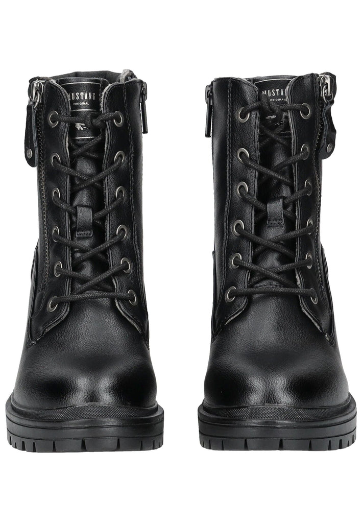 Mustang Stiefelette Lederimitat Schwarz Warmfutter