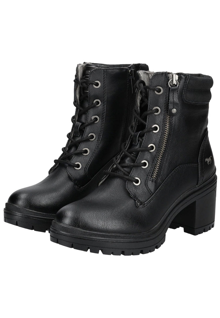 Mustang Stiefelette Lederimitat Schwarz Warmfutter