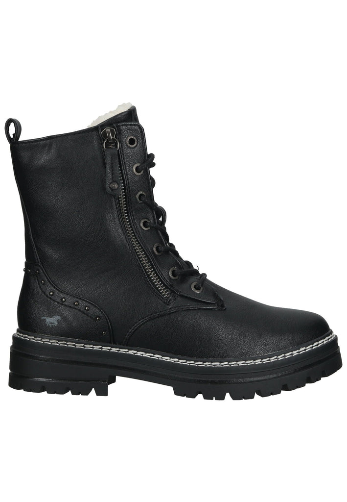 Mustang Stiefelette Lederimitat Schwarz Warmfutter
