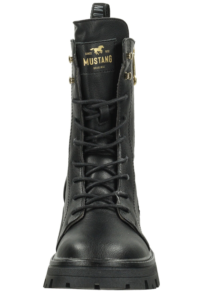Mustang Stiefelette Lederimitat Schwarz Warmfutter