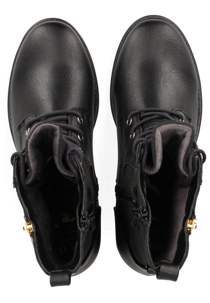 Mustang Stiefelette Lederimitat Schwarz Warmfutter
