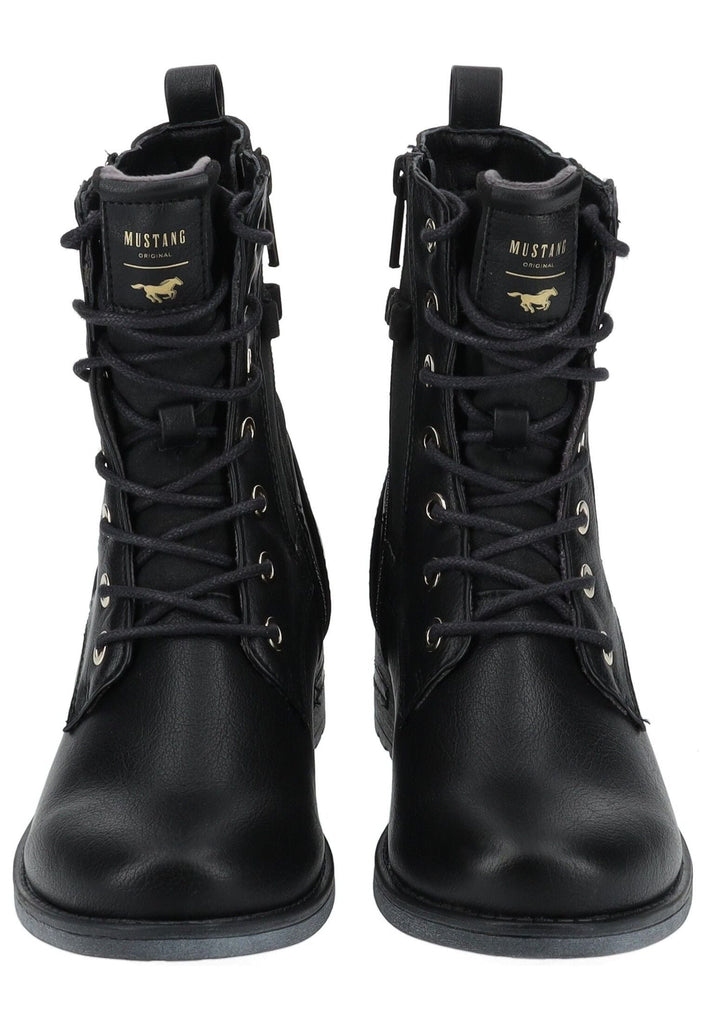 Mustang Stiefelette Lederimitat Schwarz Warmfutter