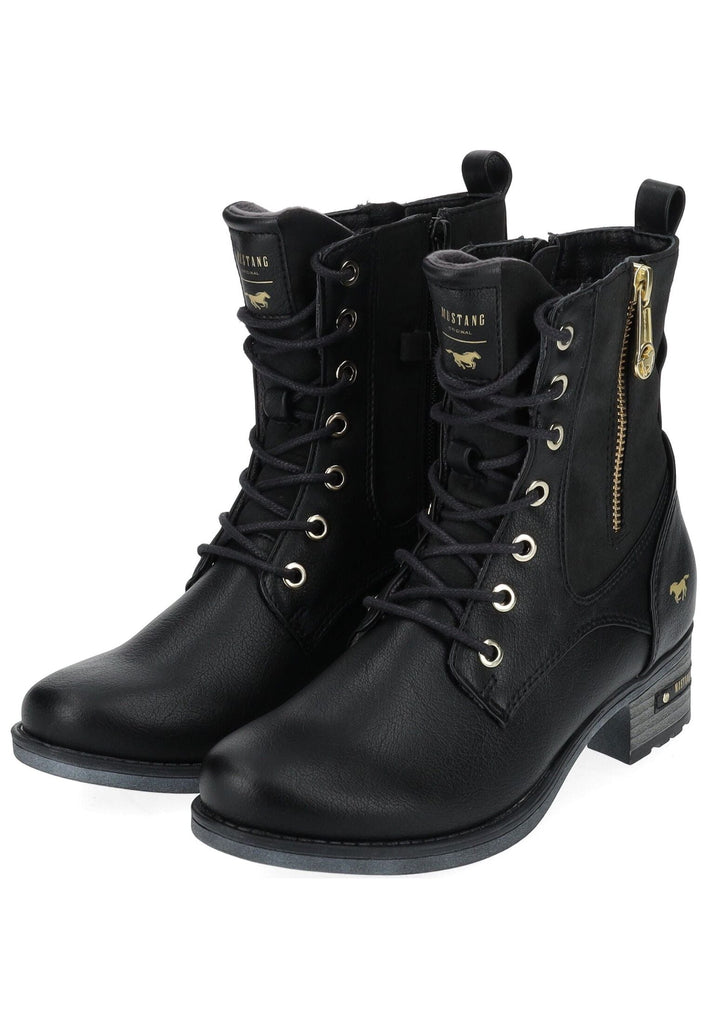 Mustang Stiefelette Lederimitat Schwarz Warmfutter
