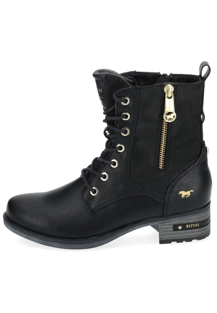 Mustang Stiefelette Lederimitat Schwarz Warmfutter