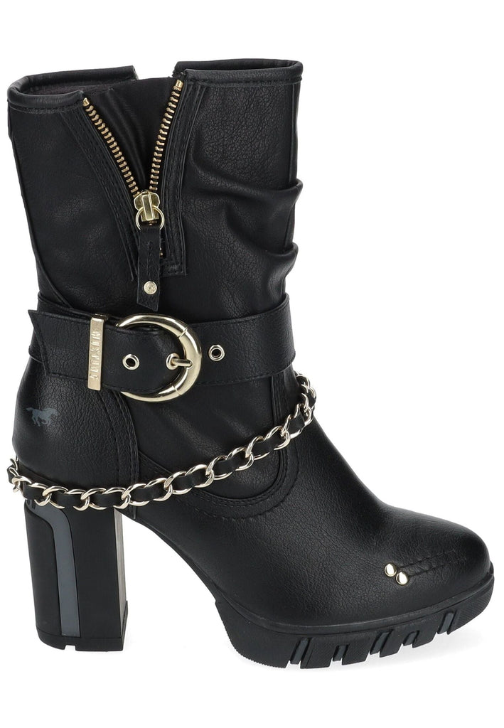 Mustang Stiefelette Lederimitat Schwarz Warmfutter