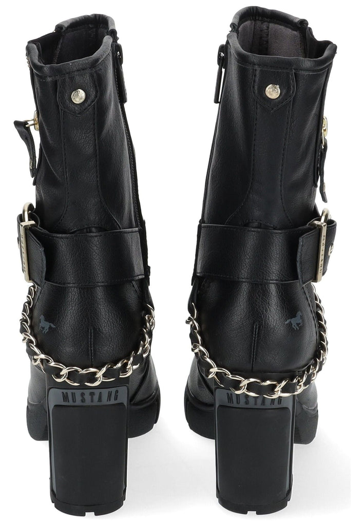 Mustang Stiefelette Lederimitat Schwarz Warmfutter