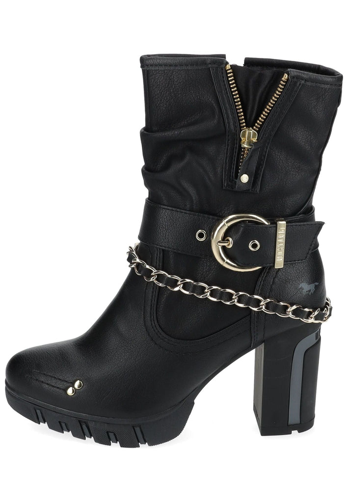 Mustang Stiefelette Lederimitat Schwarz Warmfutter