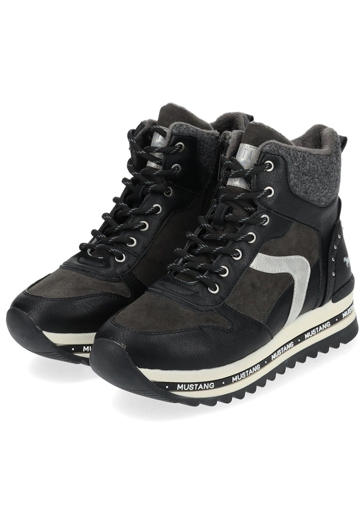 Mustang Stiefelette Lederimitat Schwarz Warmfutter