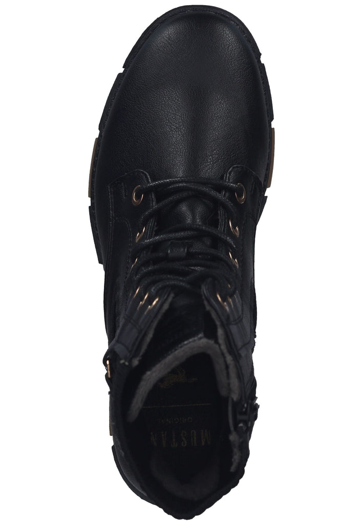 Mustang Stiefelette Lederimitat Schwarz Warmfutter