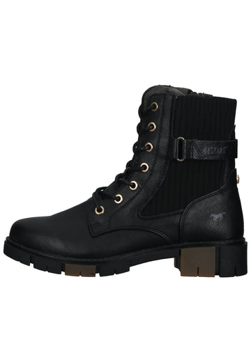 Mustang Stiefelette Lederimitat Schwarz Warmfutter