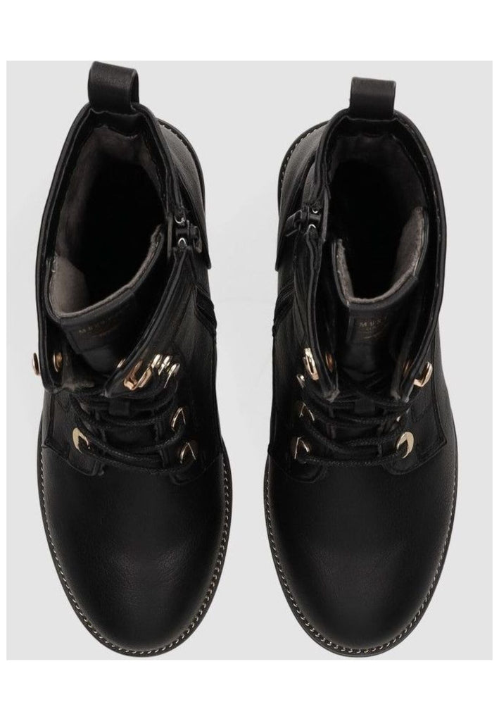 Mustang Stiefelette Lederimitat Schwarz Warmfutter