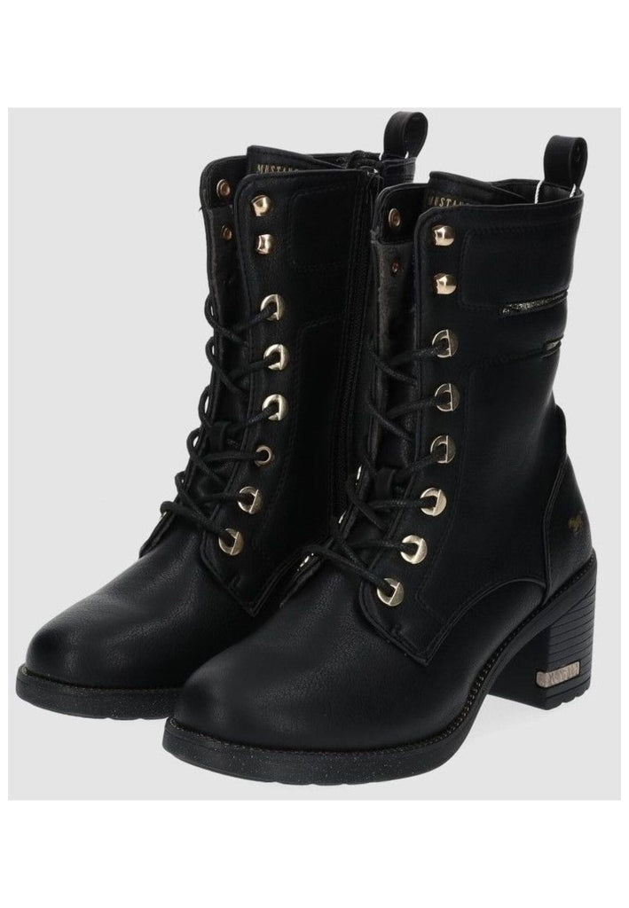 Mustang Stiefelette Lederimitat Schwarz Warmfutter