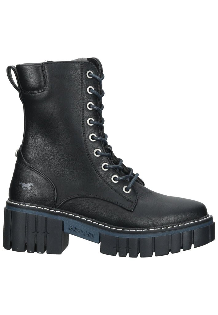 Mustang Stiefelette Lederimitat Schwarz Warmfutter