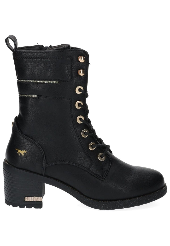 Mustang Stiefelette Lederimitat Schwarz Warmfutter