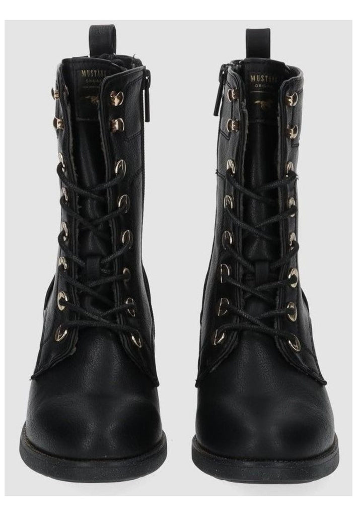Mustang Stiefelette Lederimitat Schwarz Warmfutter